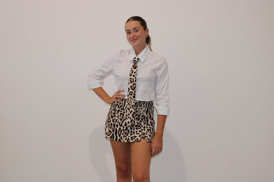 Camicia con cravatta Leopard